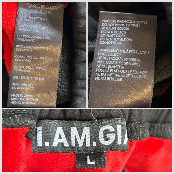 I.AM.GIA Sabrina Jogger Track Reflective Pant in Black Red Sz L - Picture 12 of 16